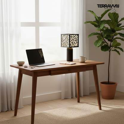 Zenaura Lamp – Modern Table Lamp, Organic Pattern Shade, Minimalist Black Desk Lamp, Ambient Lighting