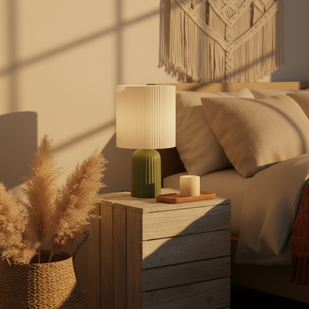 Calthea Lamp – Ambient Lighting | Modern Bedside or Shelf Accent