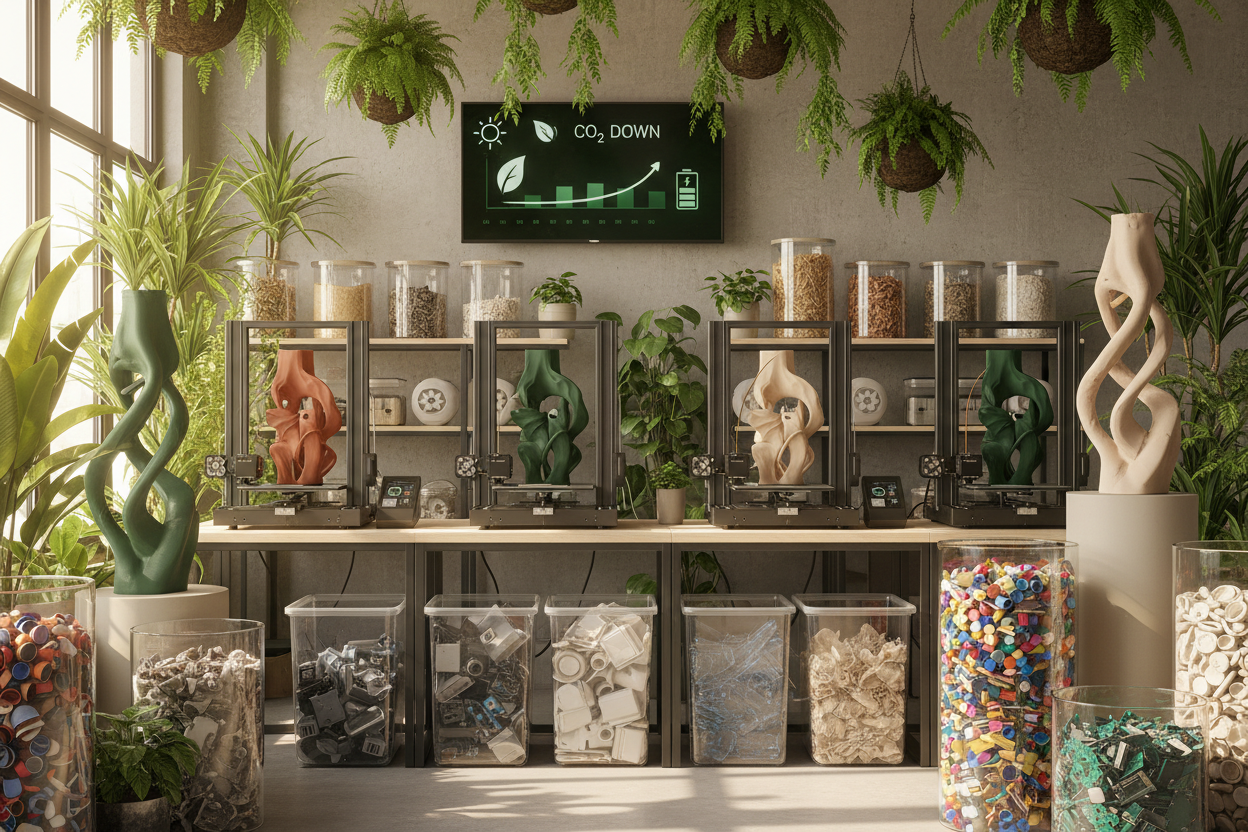 more and show for improving nature and decreasing carbon footprint and lot of recycling